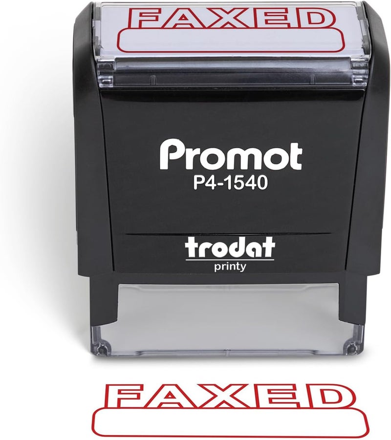 Promot Faxed Self Inking Rubber Stamp - Refillable Faxed Stamper - Business, Bookkeeping, Ordering, Accounting, Work, Office Stamps - Red Ink - Image 1